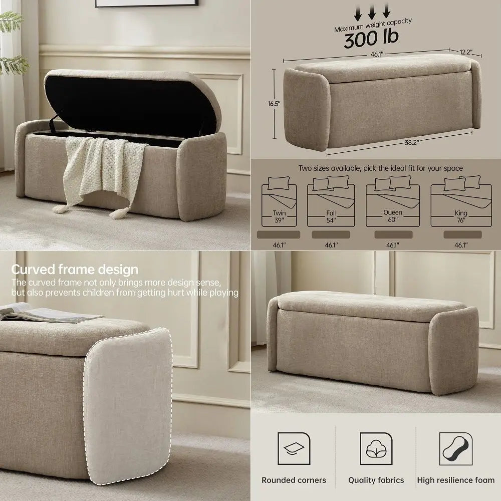 Oval Storage Ottoman Bench