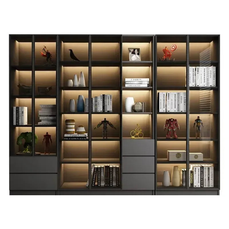 Modern Living Room Cabinet Bookcase with Glass Door Display