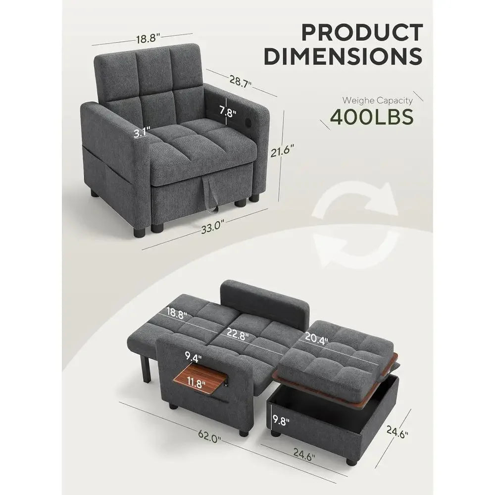3-in-1 Convertible Sleeper Chair: