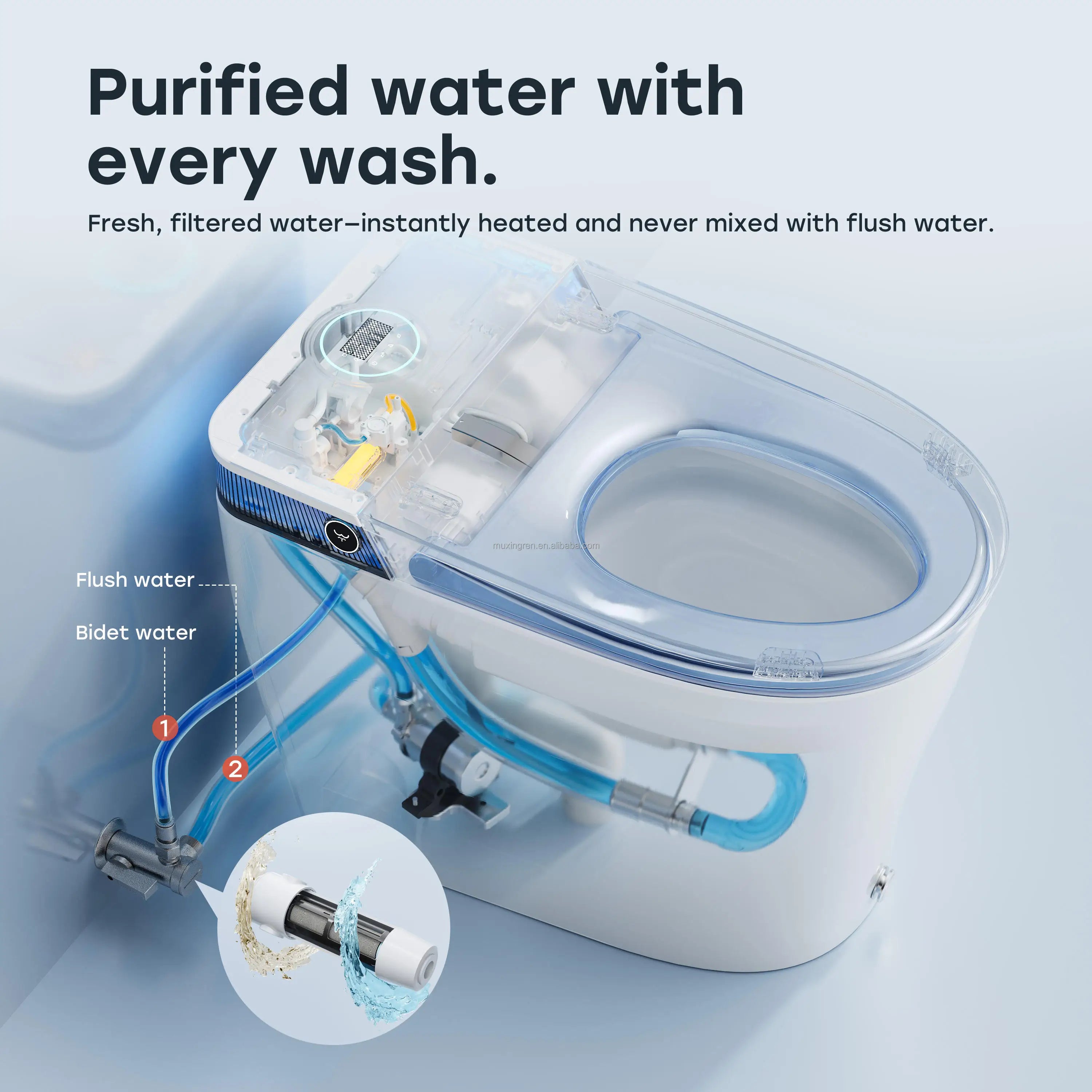 HOROW T38 Retail Listed,Inquire for Wholesale: US Local Stock Modern Smart Toilet with Auto Open/Close Lid Elongated Heated Seat