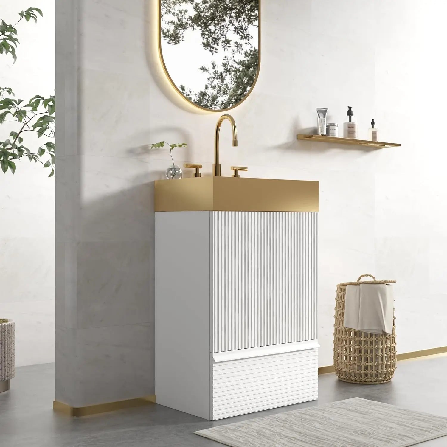20 in Bathroom Vanity Ceramic Sink Freestanding Cabinet