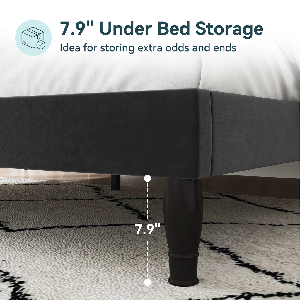 Full/Queen/King Size Velvet Bed Frame with Adjustable Tiara Headboard,