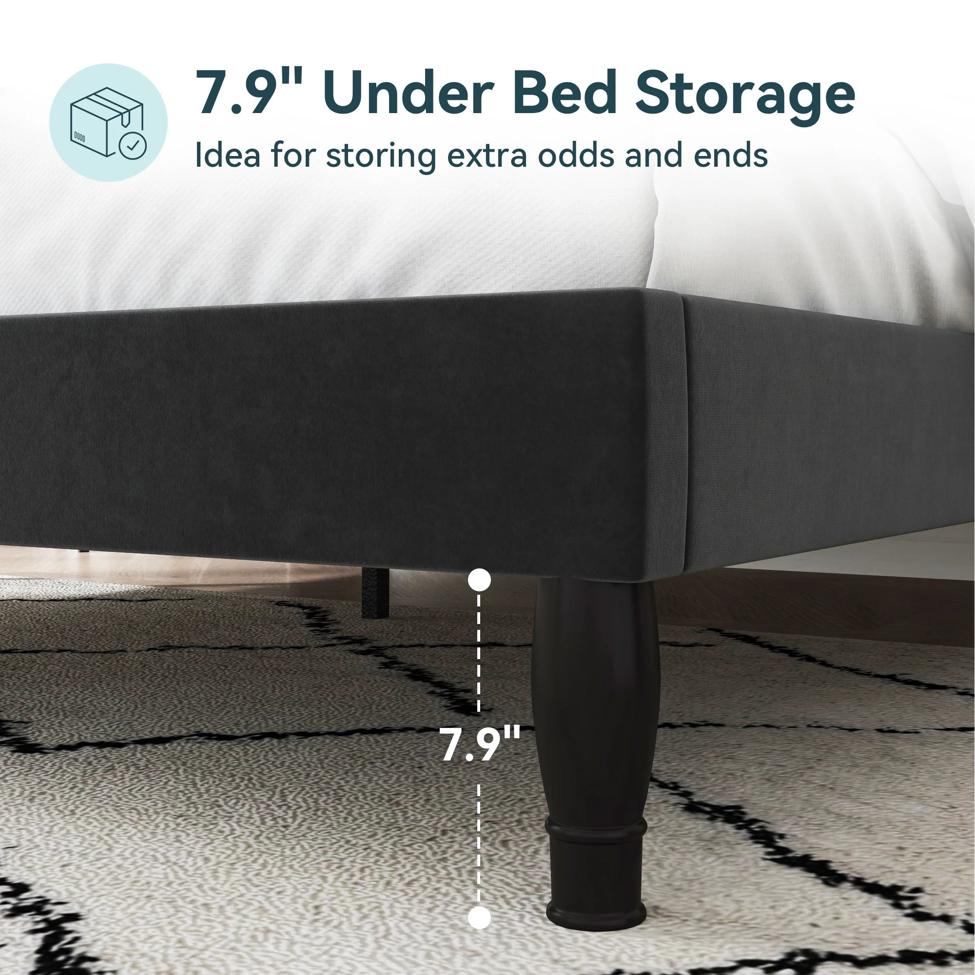 Full/Queen/King Size Velvet Bed Frame with Adjustable Tiara Headboard,