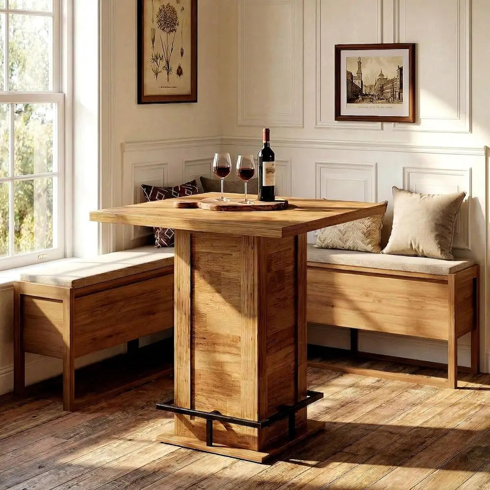 Square Bar Table Counter Height 39.4" H