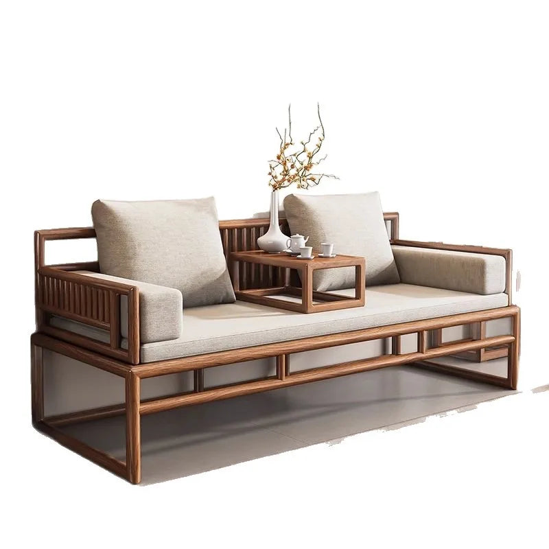 New Chinese Solid Wood Sofa Bed Coffee Table Combination