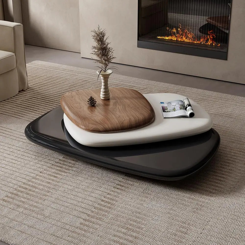 Modern Rotatable Wood Coffee Table for Living Room