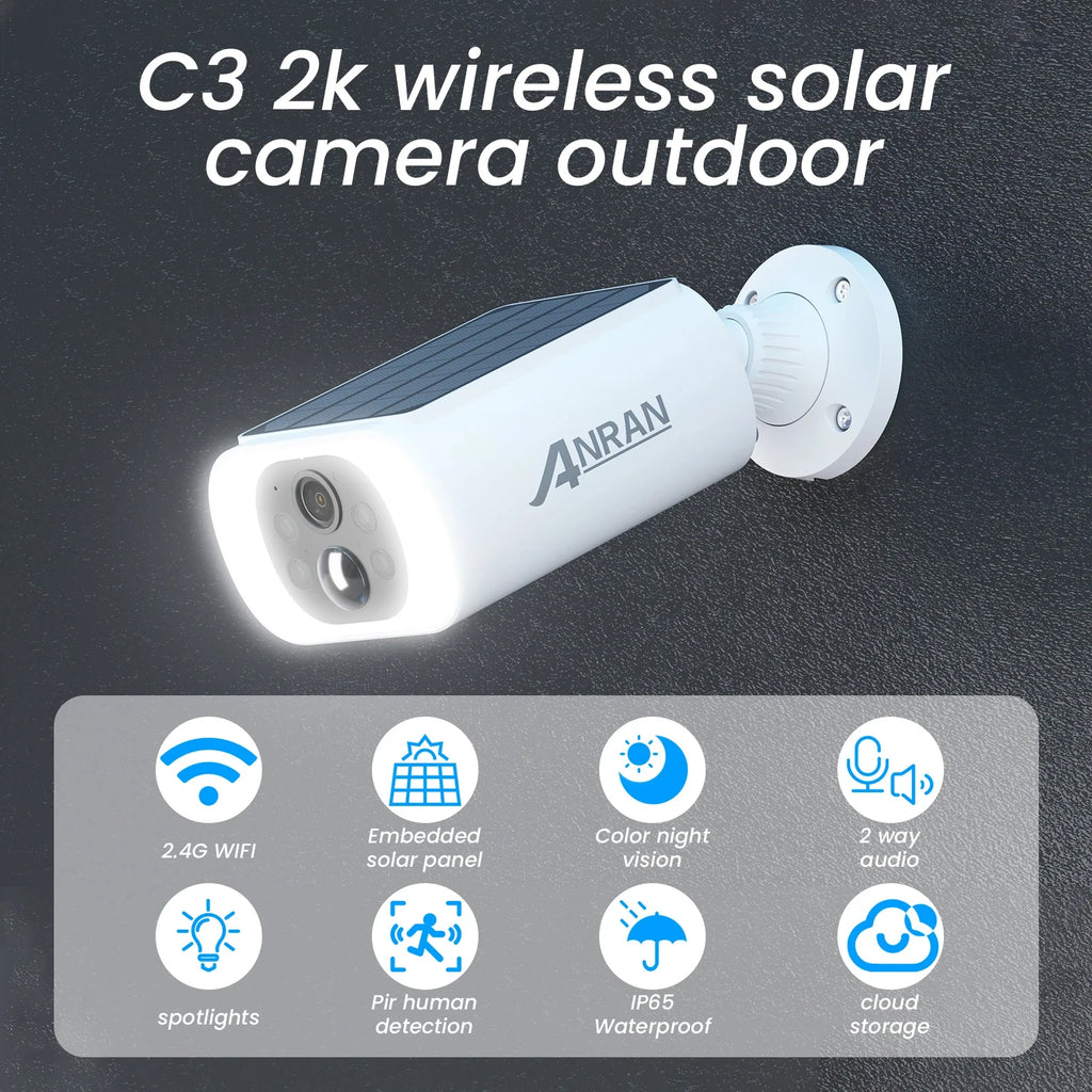 2/3/4 PCS Outdoor Wireless WIFI  2.4G 3MP Battery Solar Security Camera
