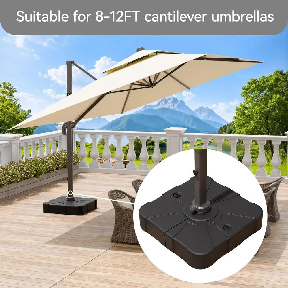 Outdoor Cantilever Umbrella Base with Wheels, Heavy Duty Stand for Large Umbrellas (34)