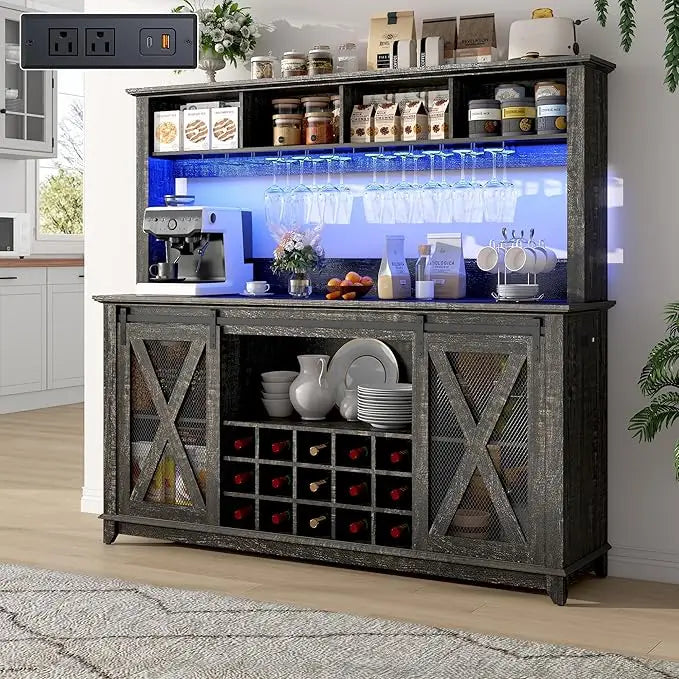 Coffee Wine Buffet Cabinet with LED