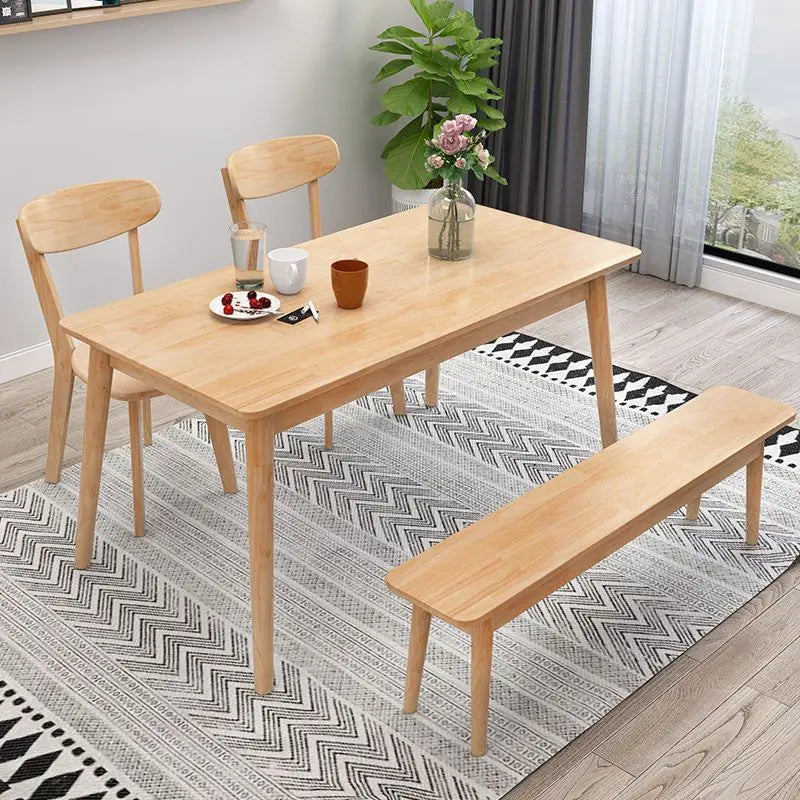 Nordic Solid Wood Dining Table Set 4 Chairs