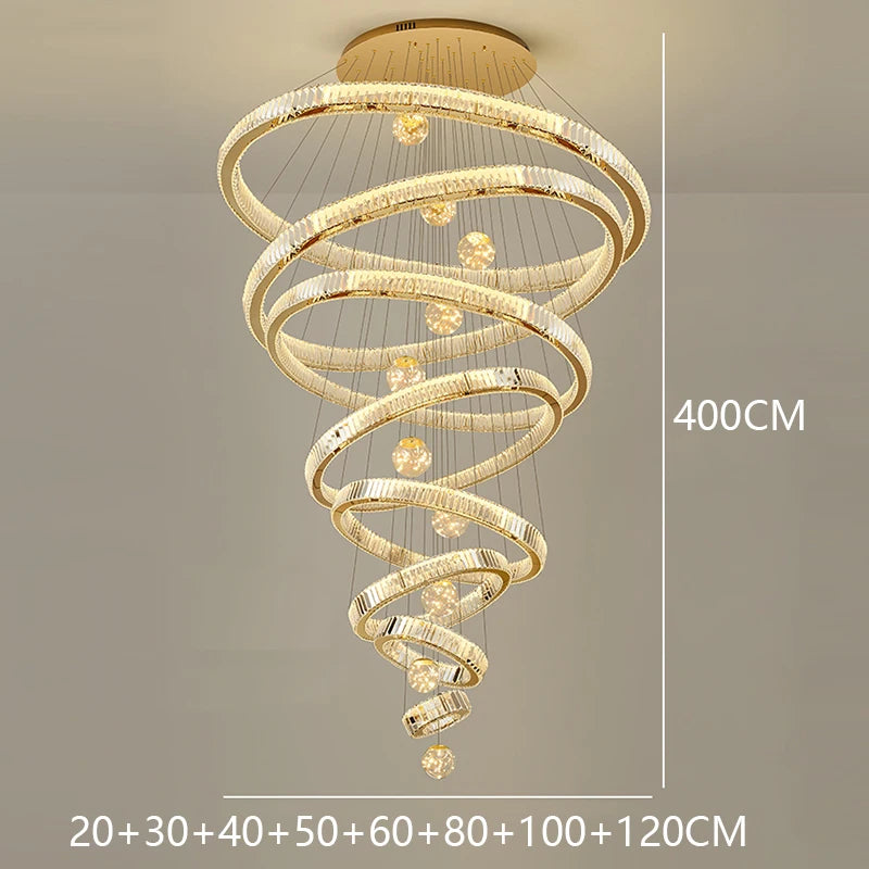 Modern Crystal Chandelier Lustre Stair Pendant