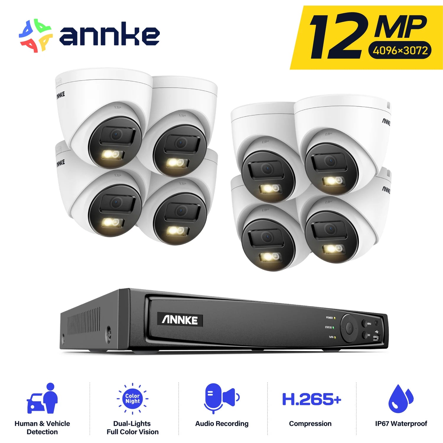 12MP POE Video Surveillance System 8CH NVR With 4/8 PCS