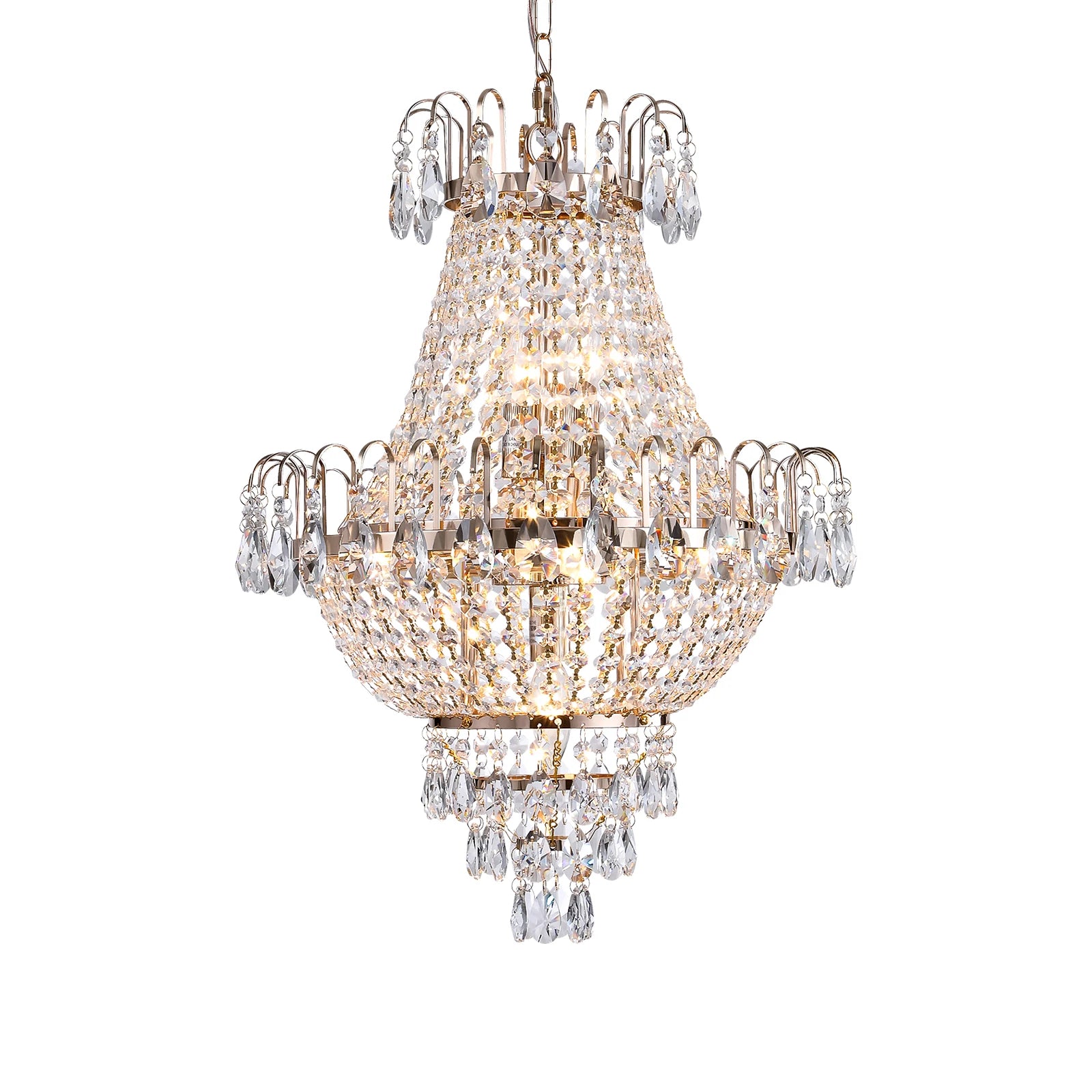 16.9-Inch 7-Head French Gold Crystal Chandelier