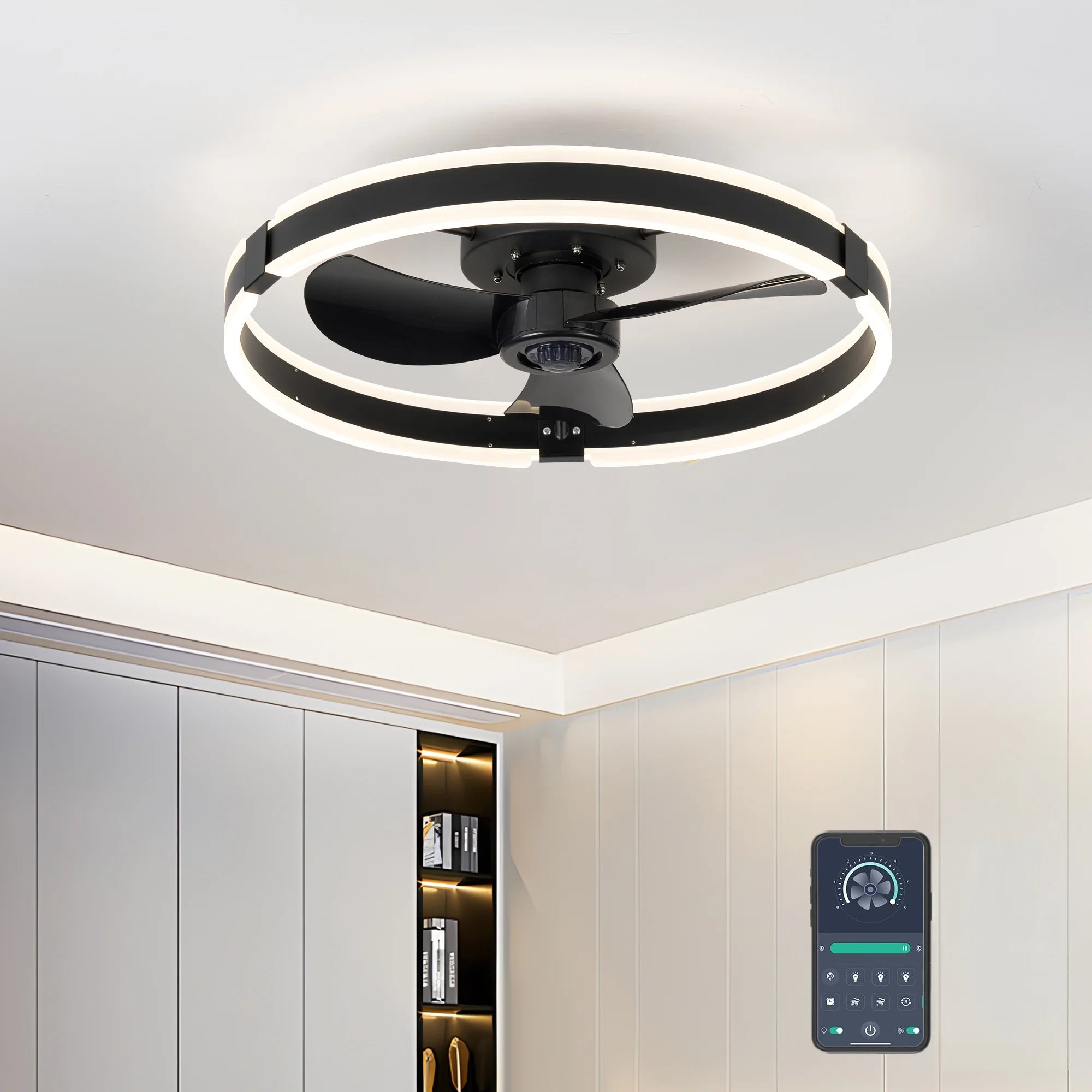 LED ceiling fan, 3-blade with lights and remote