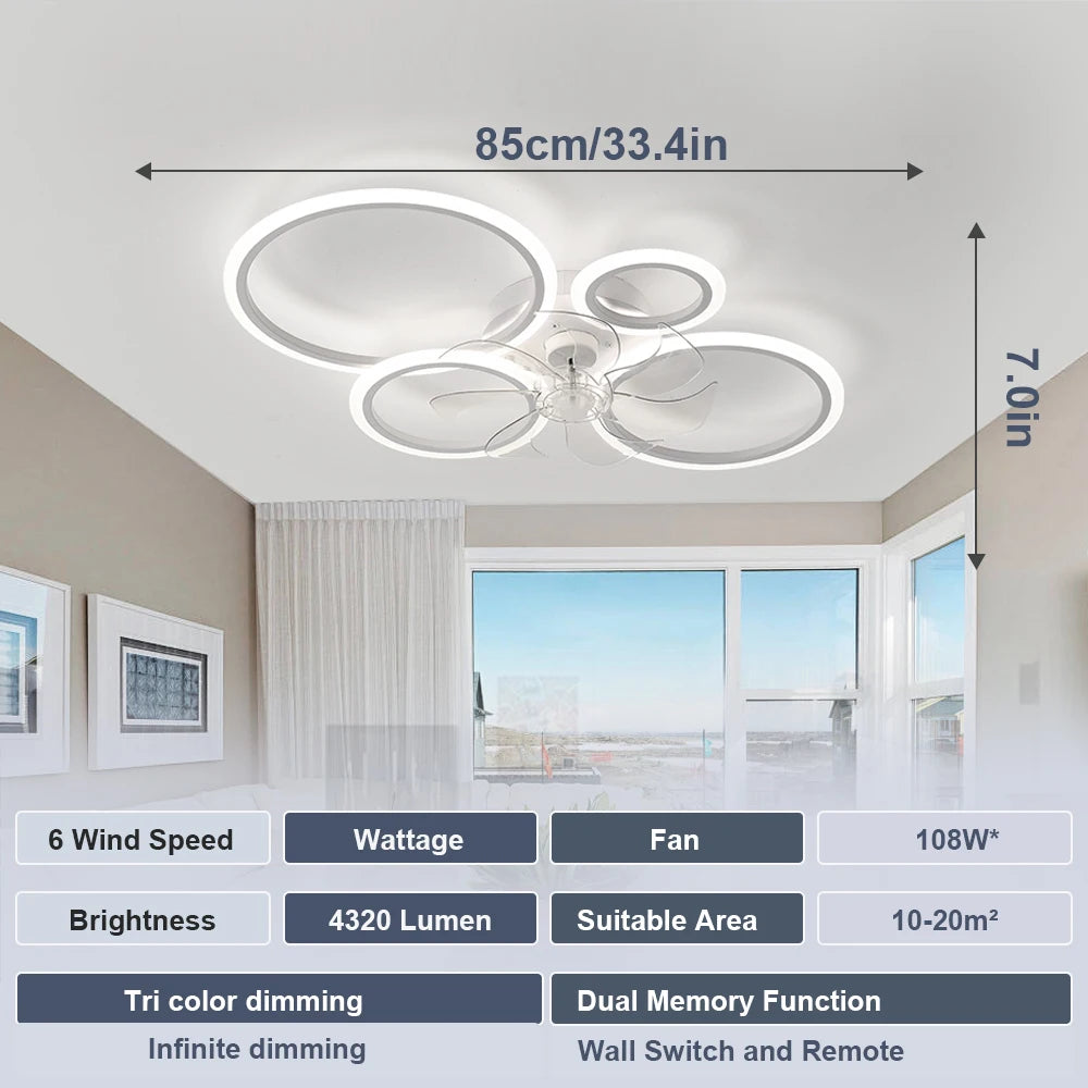 Led Low Noise Ceiling Fan Chandelier