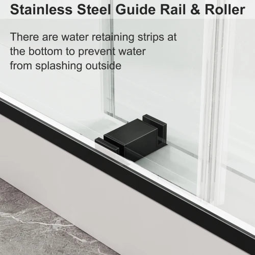 56 to 60 inches wide x 76 inches high frameless shower door,double sliding shower door with 3/8 inch (10mm) thick tempered glass