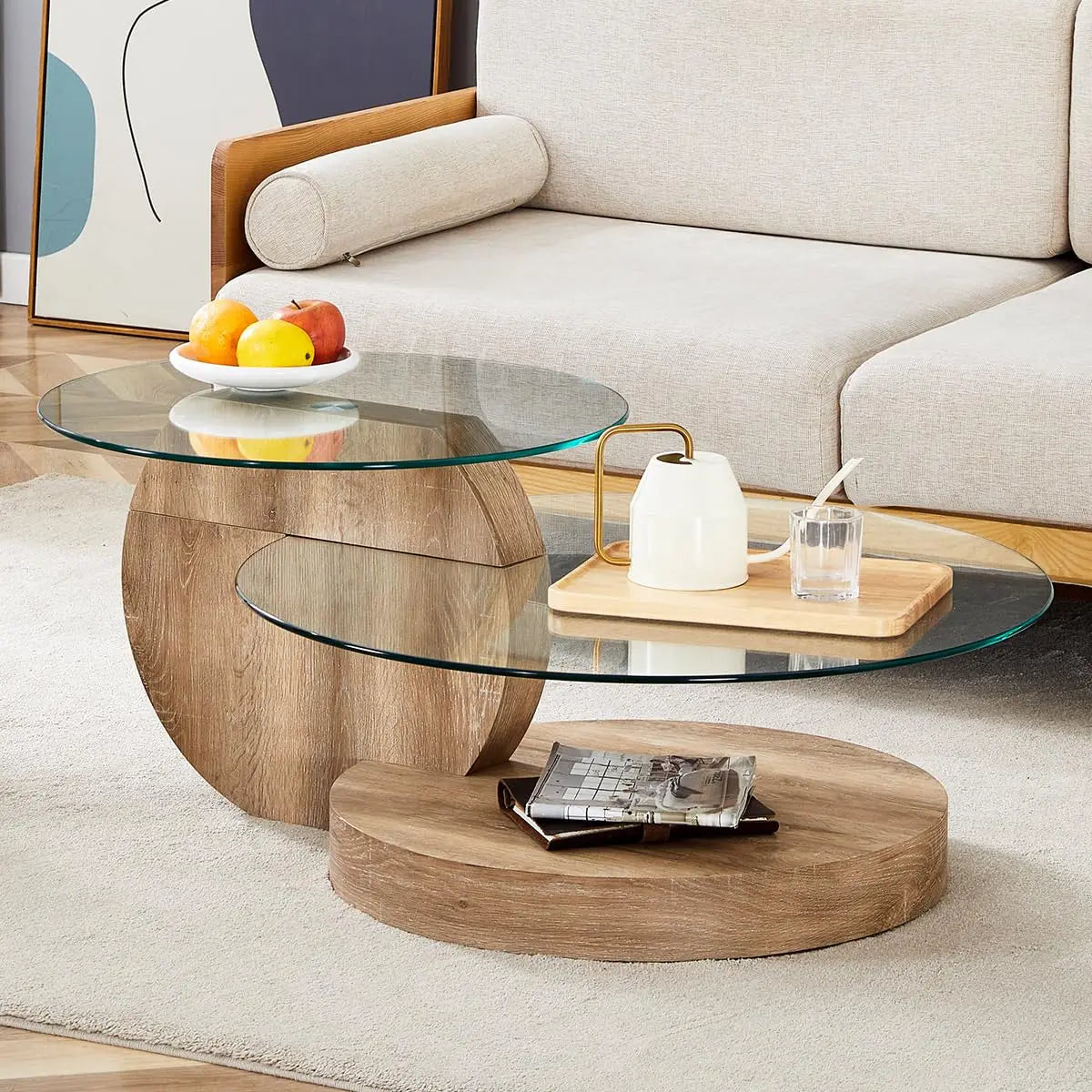 Glass 3 Tier Round Coffee Table