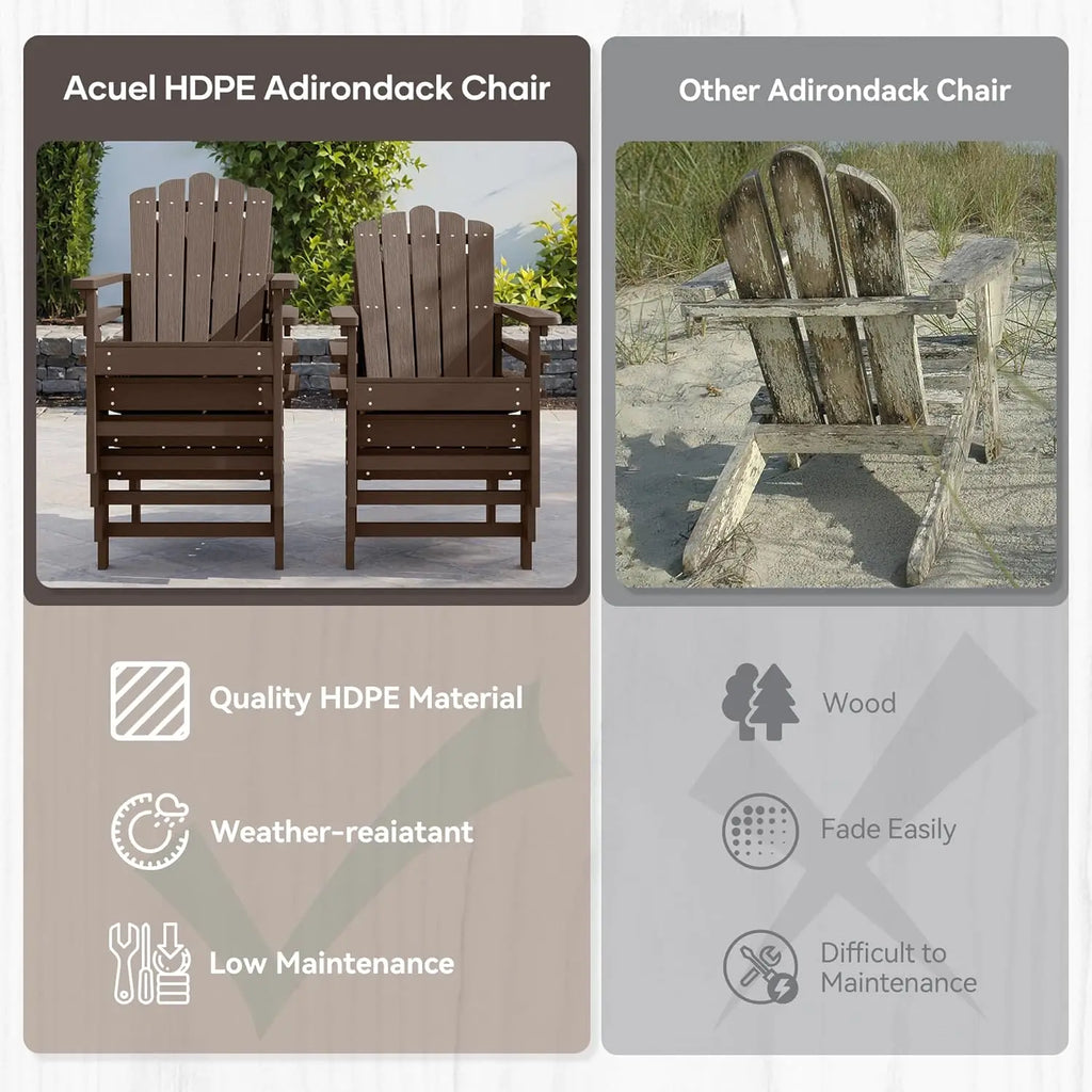 Stackable Adirondack Chairs Set of 2, Weather-Resistant Outdoor Patio Seating