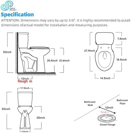 21 Inch High Toilet Elongated With Comfort Chair Seat, 1.28 Gpf Powerful Single Flush Extra Tall Toilet, 12 Inch Rough