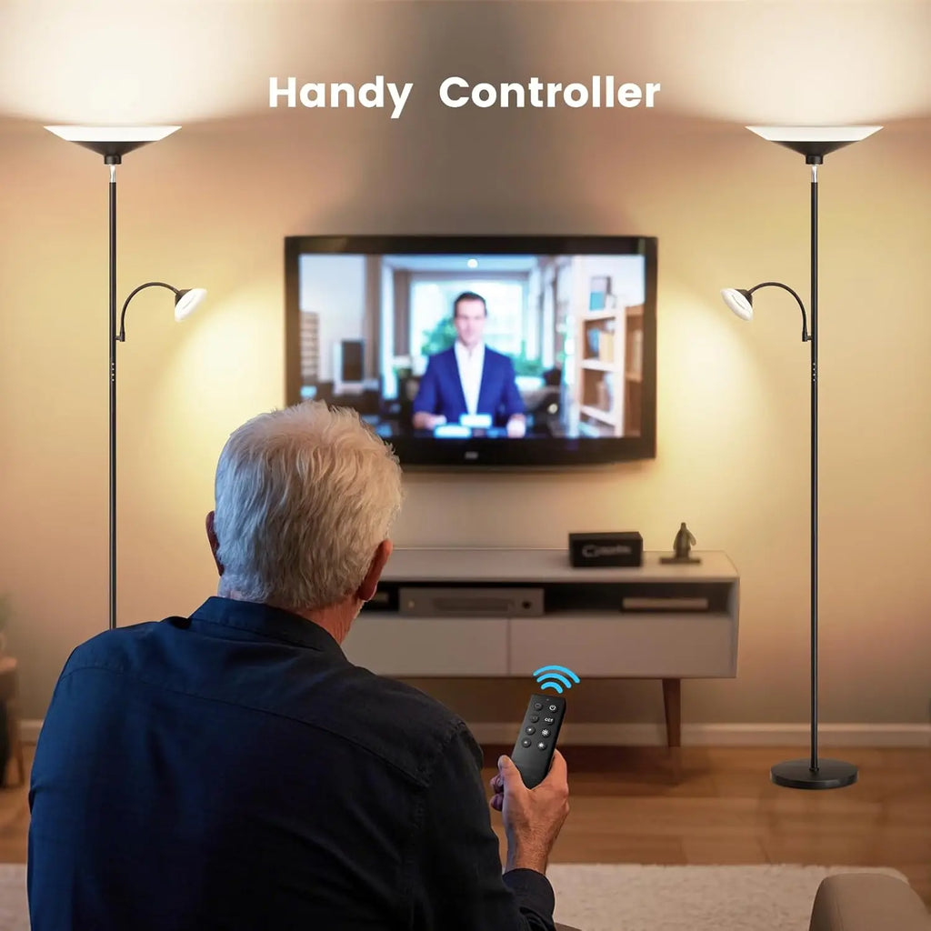 2-in-1 Torchiere Floor Lamp with Remote & Touch Control