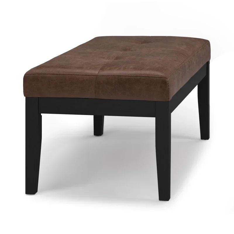 Lacey Tufted Ottoman Bench, Plush Upholstered Seating for Entryway Shoe Changing, Bedroom End of Bed or Living Room Lounge Area