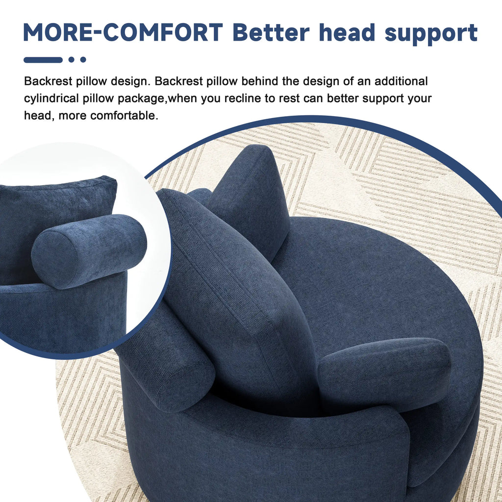 Oversized Swivel Barrel Chair with Storage Ottoman