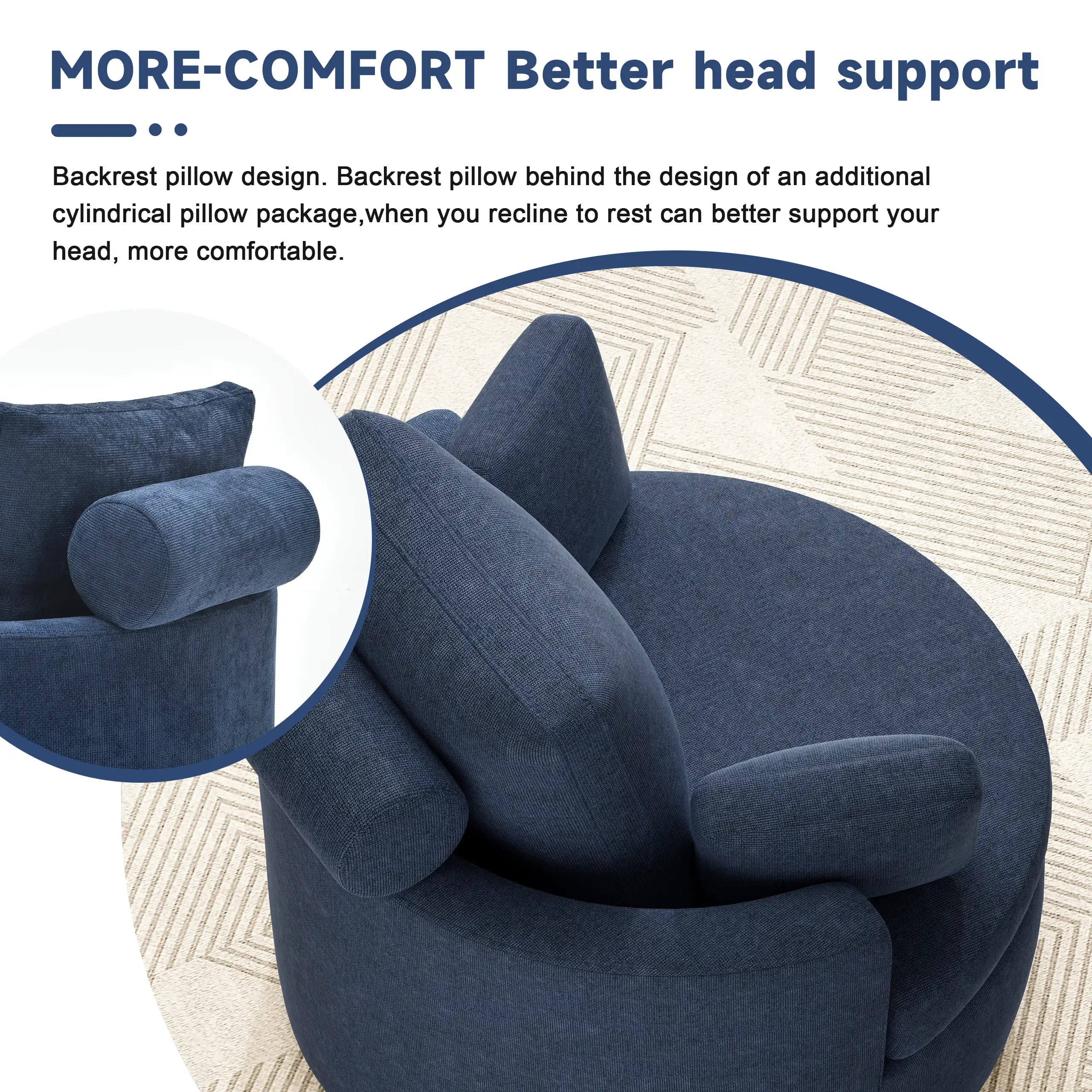 Oversized Swivel Barrel Chair with Storage Ottoman