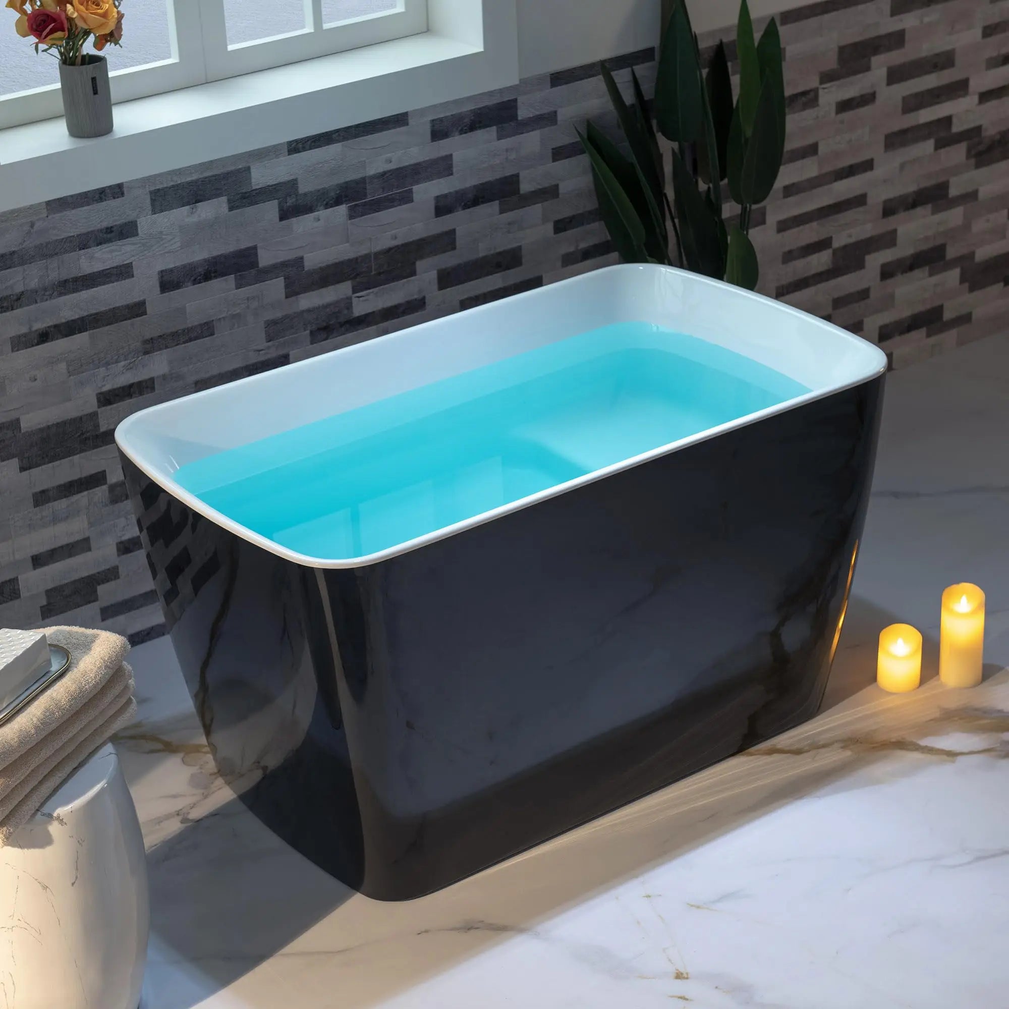 Acrylic Freestanding Square-shape Japanese Soaking Hot Tub