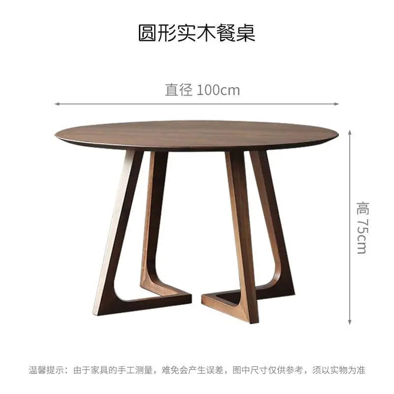 Japanese style round solid wood  dining table