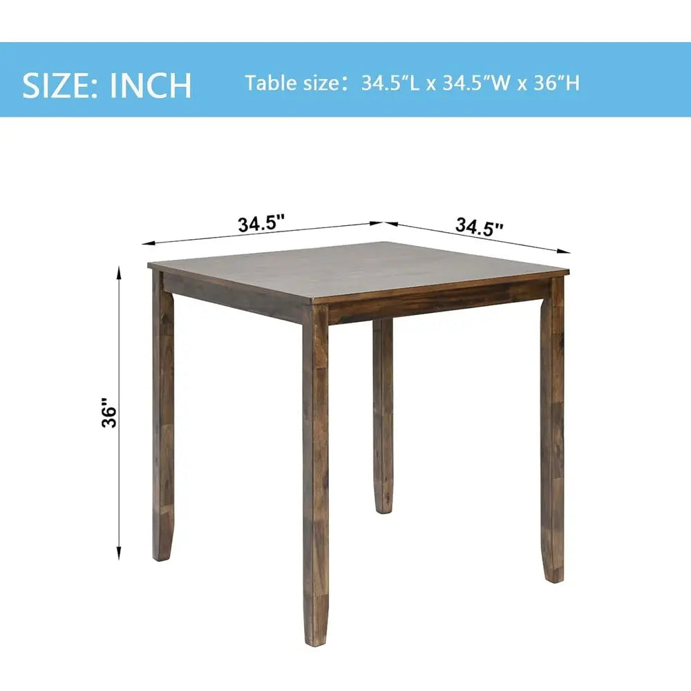 Walnut Square Counter Height Dining Table for 4
