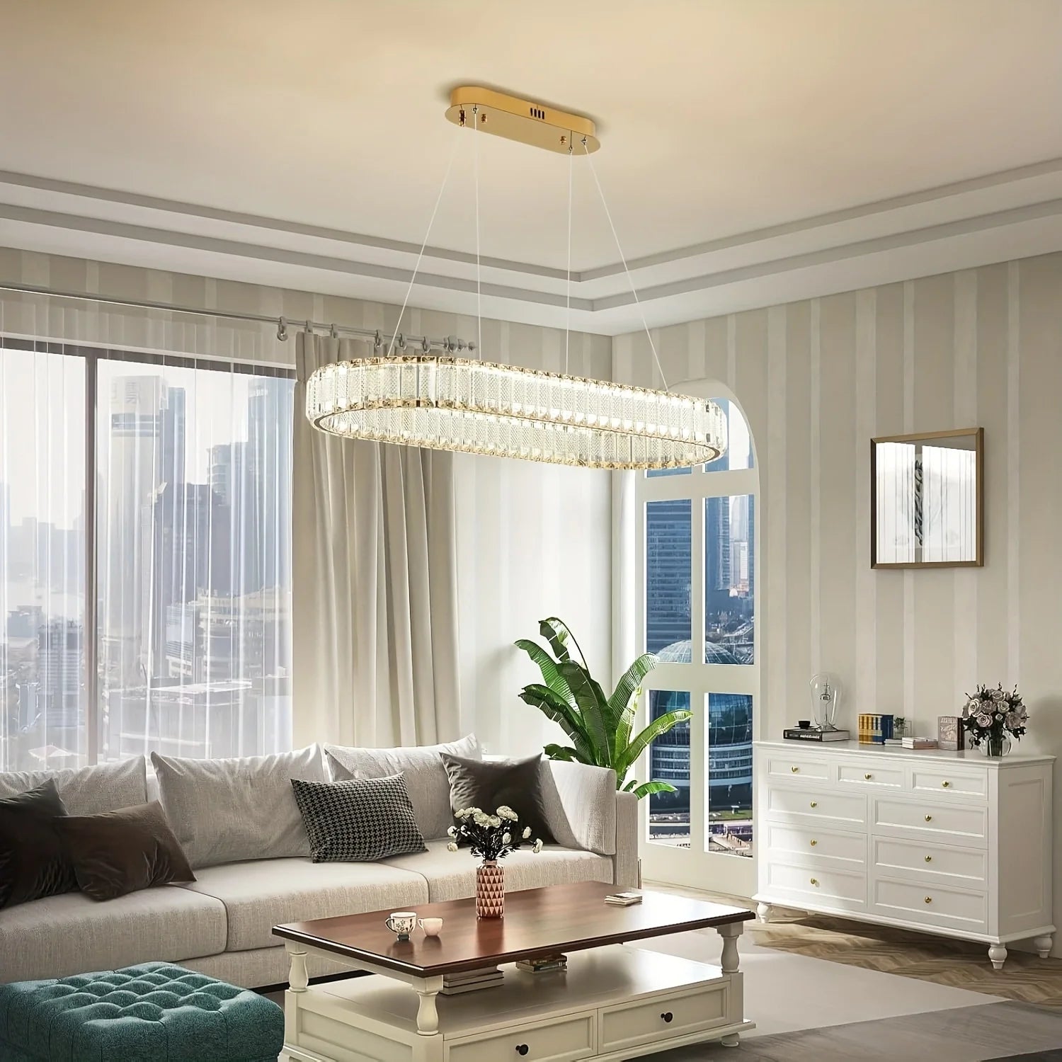 Modern Gold Crystal Chandelier
