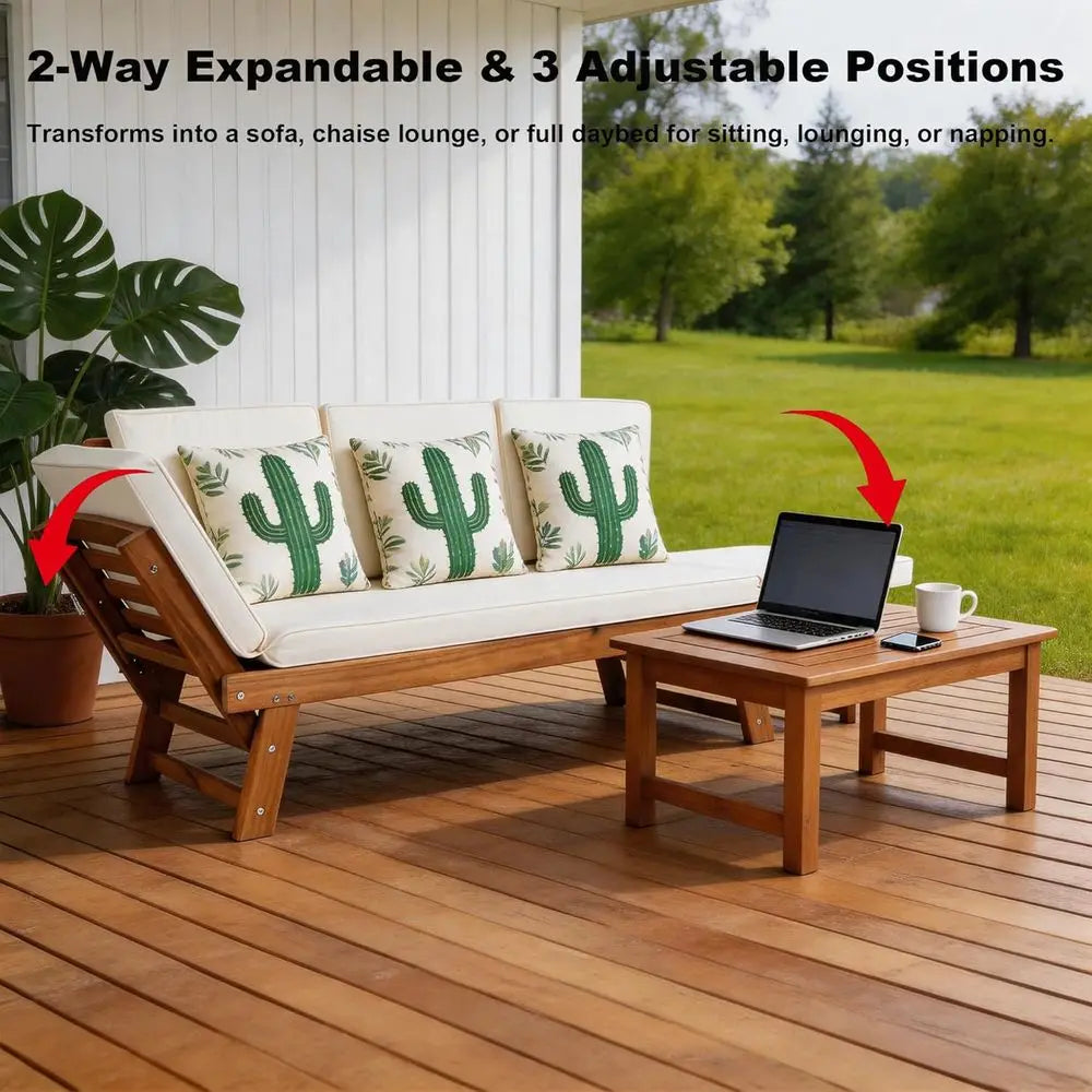 Wooden Outdoor Daybed Chaise Lounge