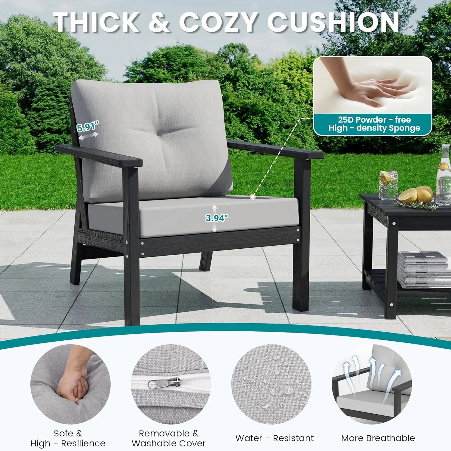 6pc Patio Sectional Sofa Set All Weather