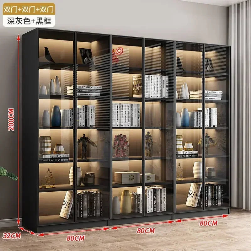 Modern Living Room Cabinet Bookcase with Glass Door Display
