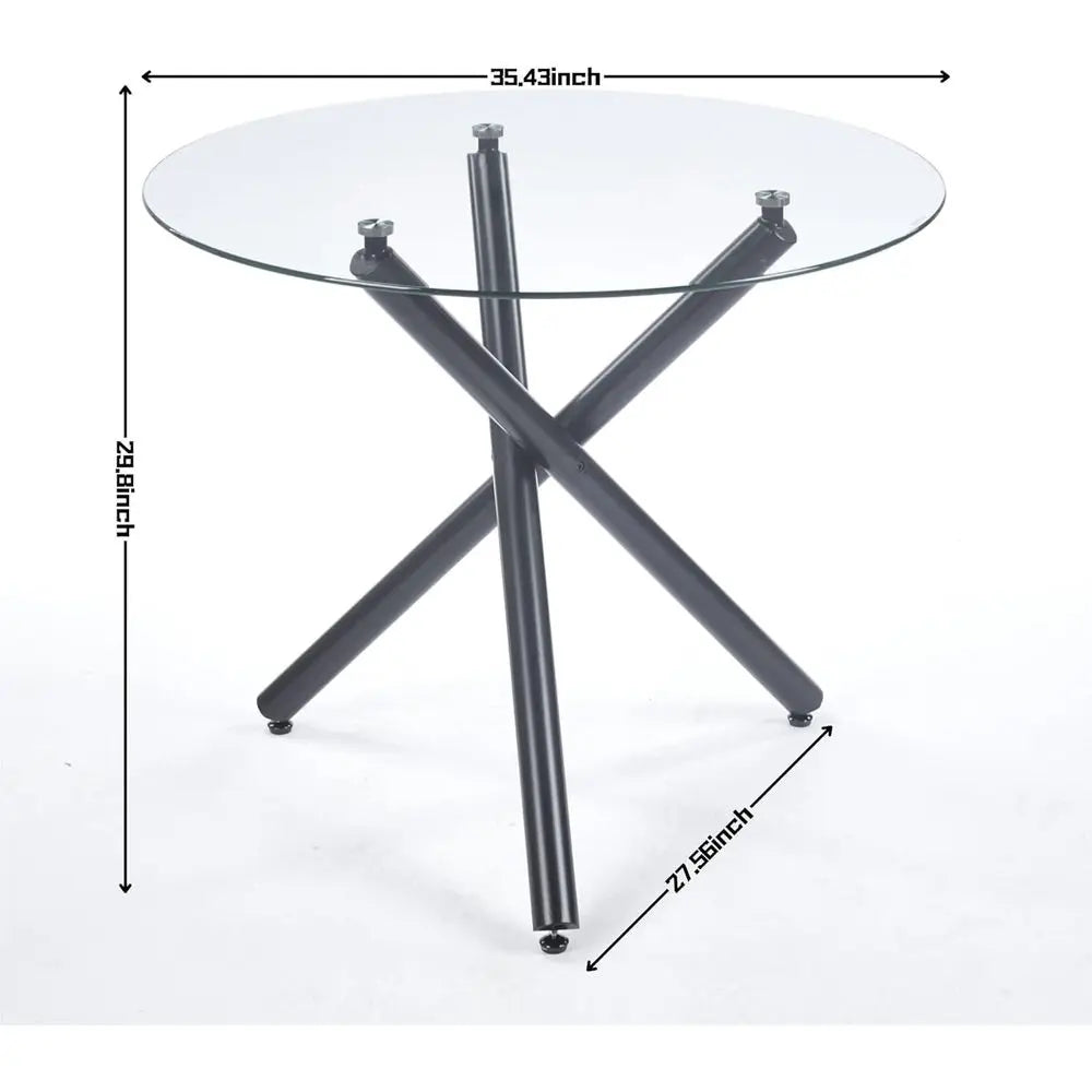 Round Tempered Glass Dining Table for 2