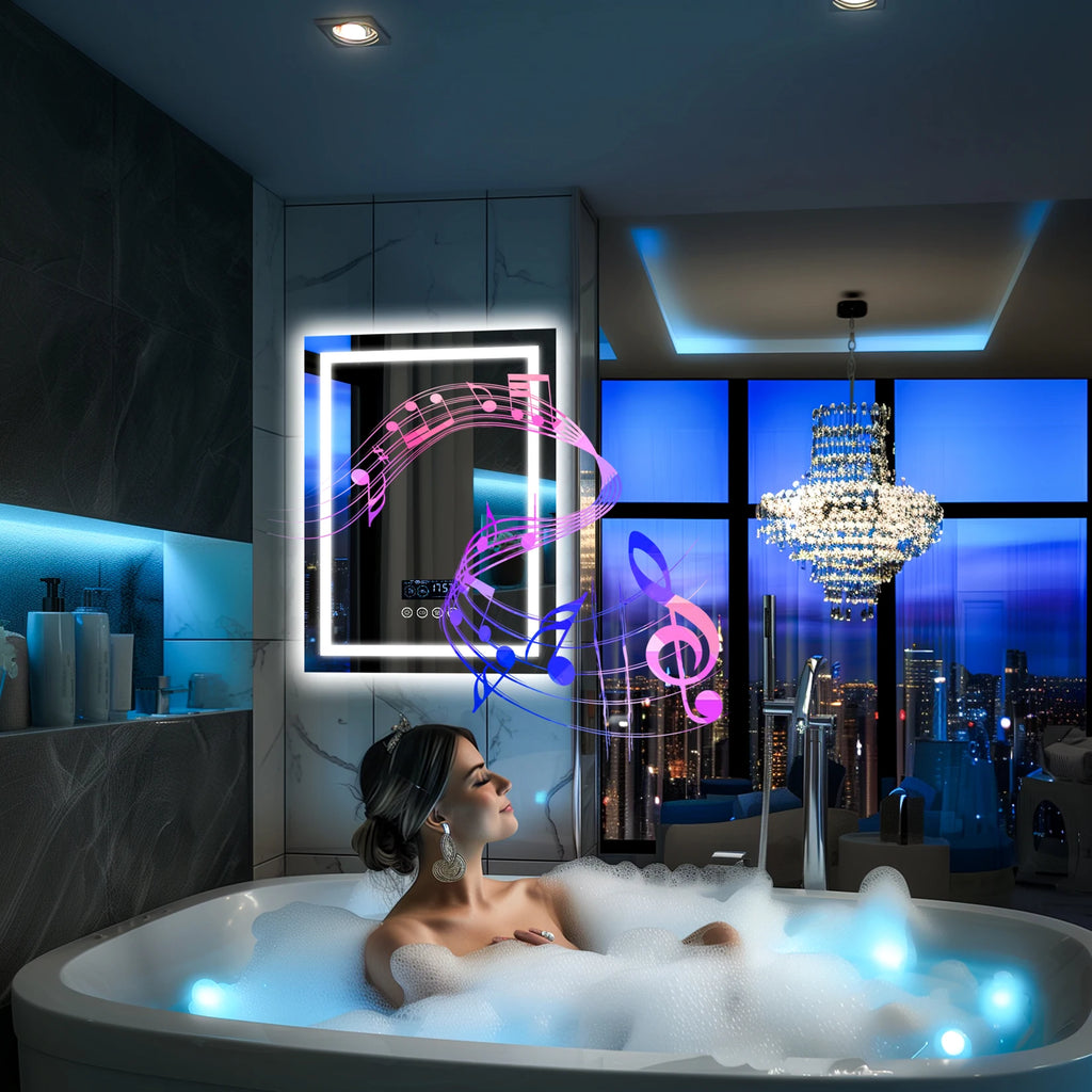 Lighted Bathroom Mirror with Bluetooth Speaker Smart LED