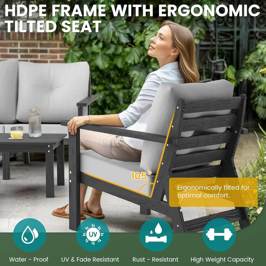 6pc Patio Sectional Sofa Set All Weather