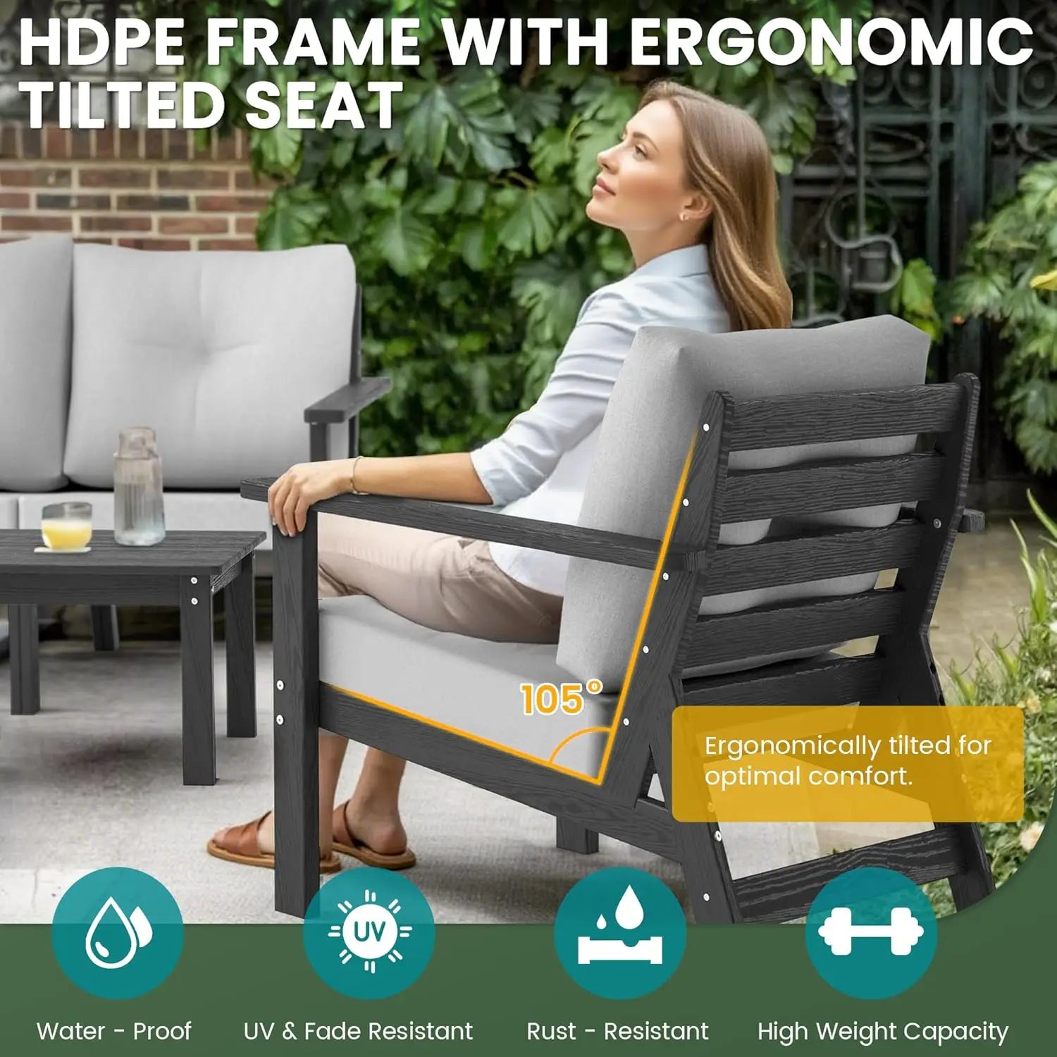 6pc Patio Sectional Sofa Set All Weather