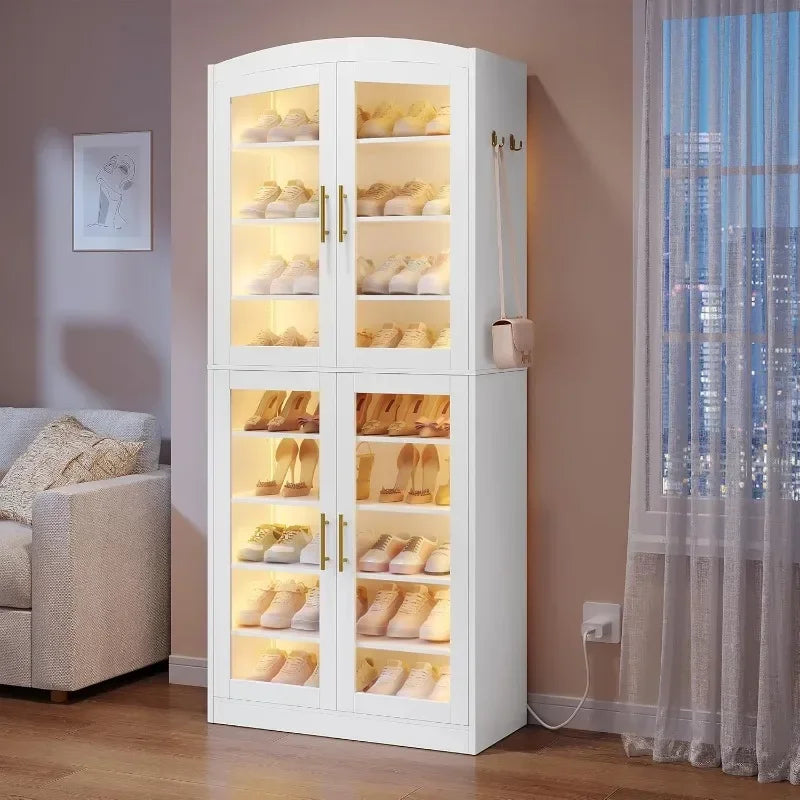 9 Tier Shoe Storage Cabinet with Glass Doors