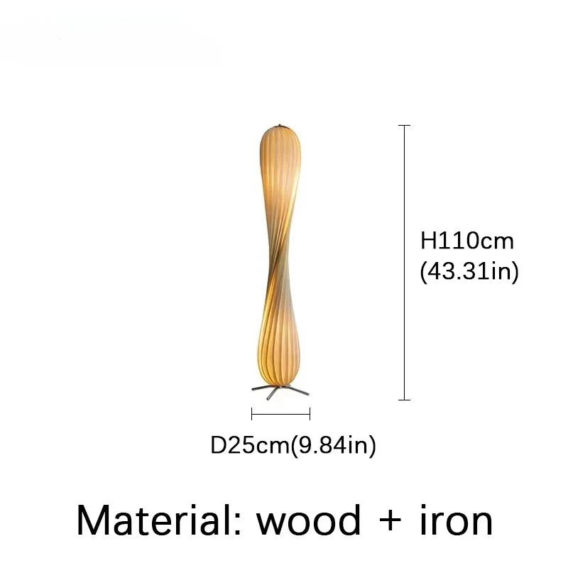 Light Luxury Wooden Curved Shade Floor Lamp