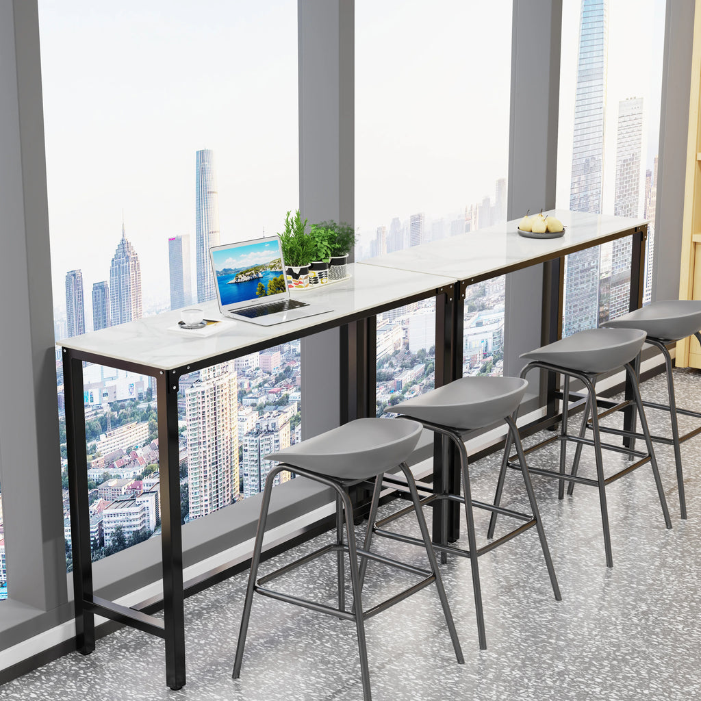 Sintered Stone White Counter Height Bar Table