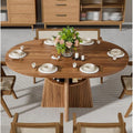 Expandable Round Dining Table 4-8 Seats with Luted Base