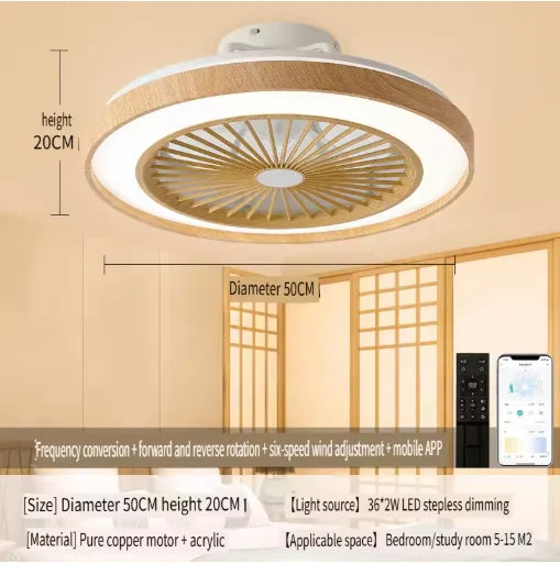 Wood grain Ceiling electric fan light