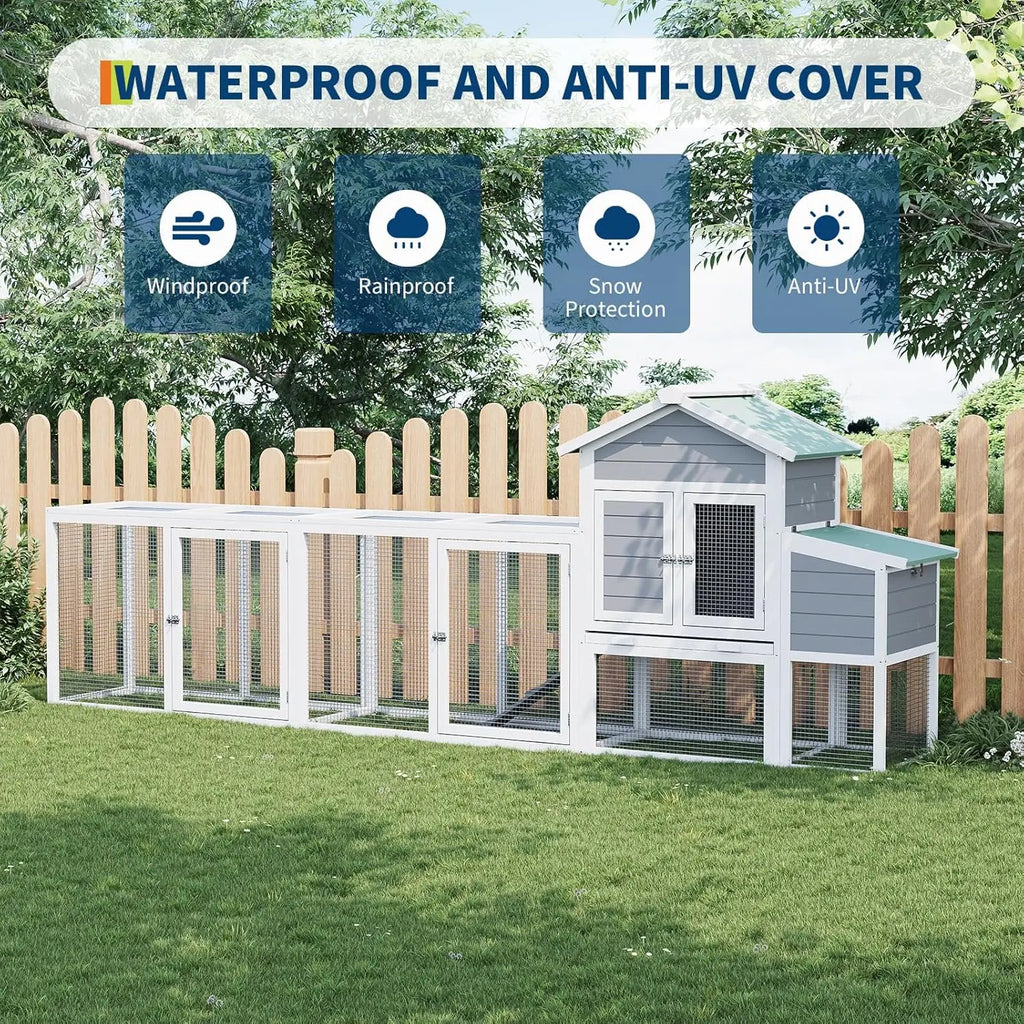 Wooden Chicken Coop with Nesting Box Waterproof Sliding