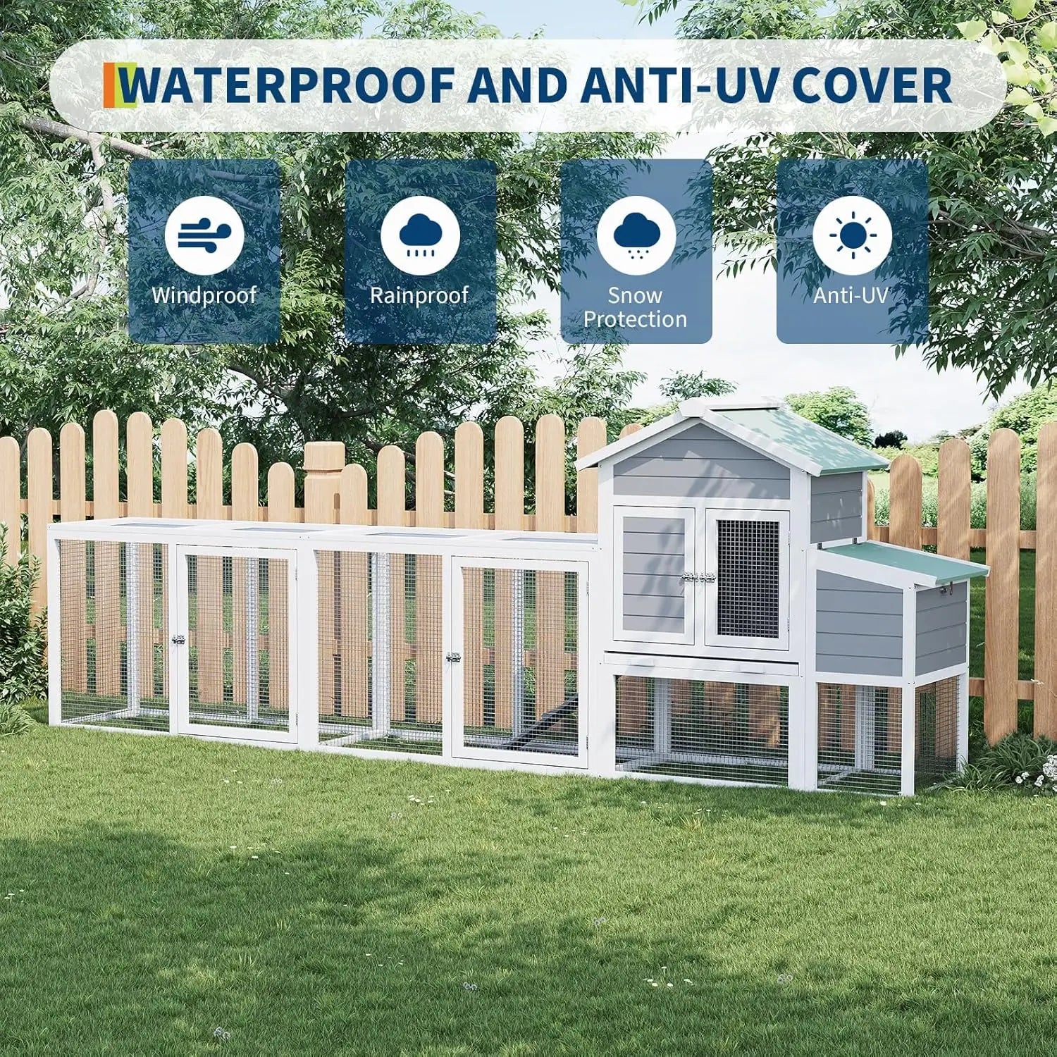 Wooden Chicken Coop with Nesting Box Waterproof Sliding