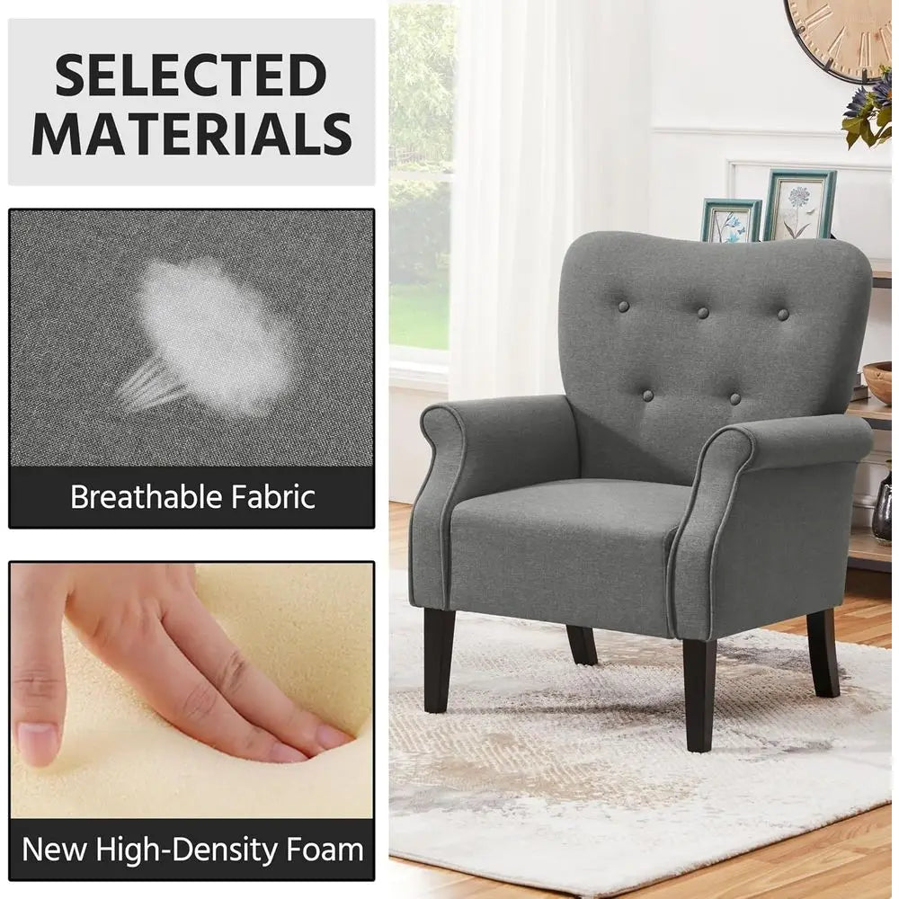 Century Accent Chair with Sturdy Wood Legs