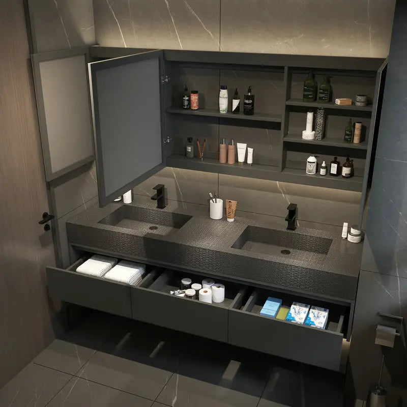Luxury Washbasin Slate Integrated Vanity Seamless Washbasin Drawers