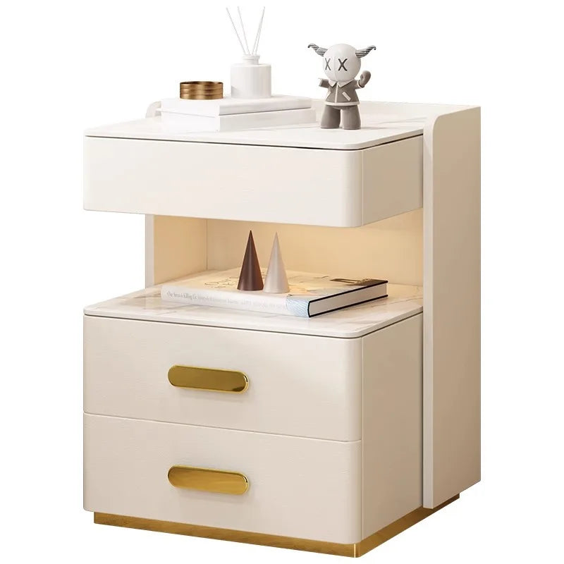 Smart bedside table with sensor light fingerprint lock Bluetooth speaker USB interface