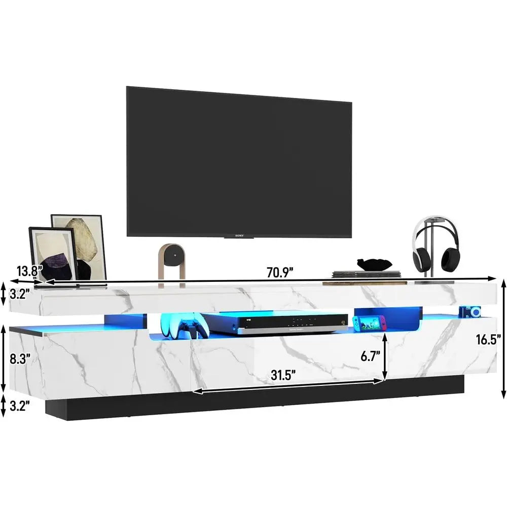 70-80 Inch High Gloss White TV Stand