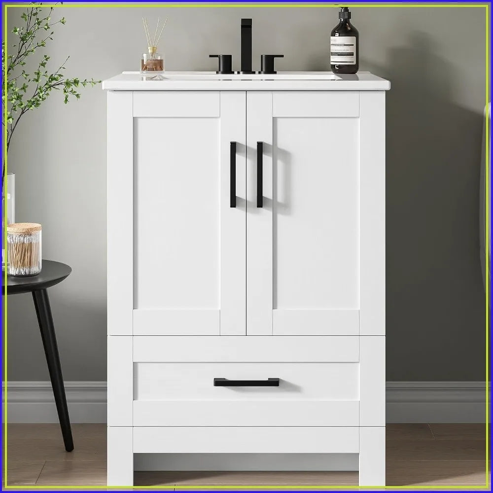 24" Bathroom Vanity with Sink, Freestanding Cabinet